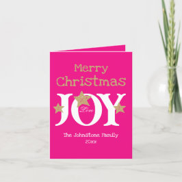 Merry Christmas Joy Elegant Script Roze Gevouwen Feestdagen Kaart