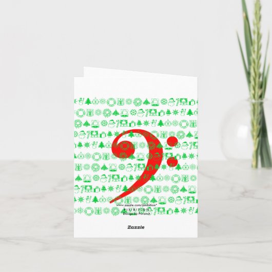 Merry Christmas Kaart Bass Clef Muziek Note Green (Achterkant)