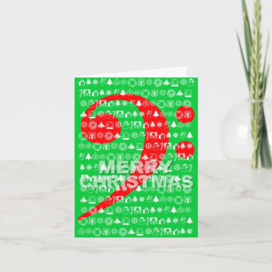 Merry Christmas Kaart Bass Clef Muziek Note Green (Voorkant)