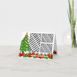 Merry Christmas Kaart Voeg 3 foto's toe Tree Gifts