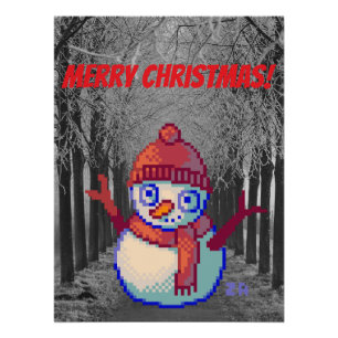 Merry Christmas, kerst, pixelart, Pixel Art Perfect Poster