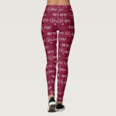 Merry Christmas Lettered Burgundy Red Leggings (Dos)