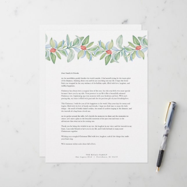 Merry Christmas Letters Sjabloon Briefhoofd (Voorkant / Achterkant in situ)