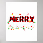 Merry Christmas Lights Red Santa Hat Xmas Family M Poster (Voorkant)