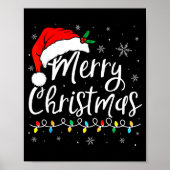 Merry Christmas Lights Santa Hat Xmas Family Match Poster (Voorkant)