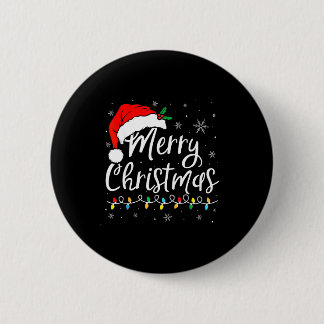 Merry Christmas Lights Santa Hat Xmas Family Match Ronde Button 5,7 Cm