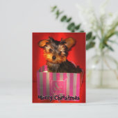 Merry Christmas Little Yorkie Feestdagenkaart (Staand voorkant)