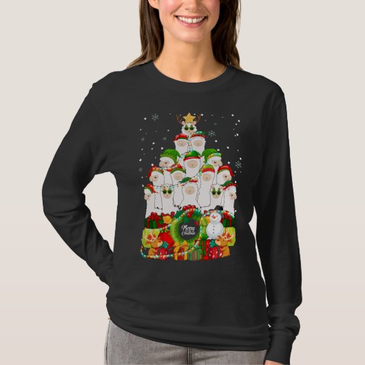 Merry Christmas Llama Alpaca Tree Xmas Llamas T-shirt (Voorkant)