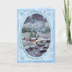 MERRY CHRISTMAS LOG CABIN by SHARON SHARPE Feestdagen Kaart