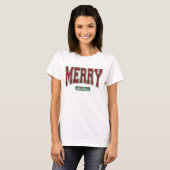 Merry Christmas Luipaard Print Groen Rood T-shirt (Voorkant volledig)