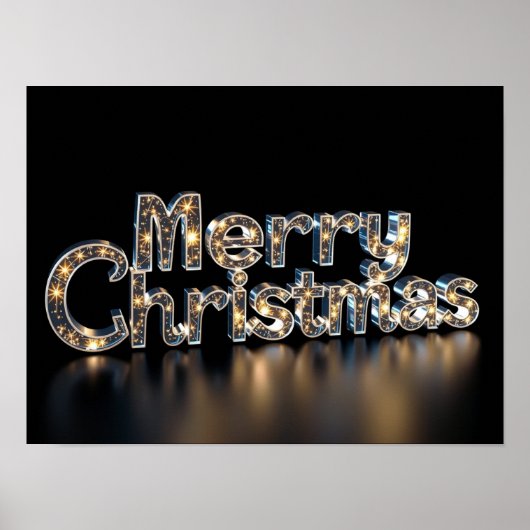 Merry Christmas Luxury Typography Poster Paper H15 (Devant)