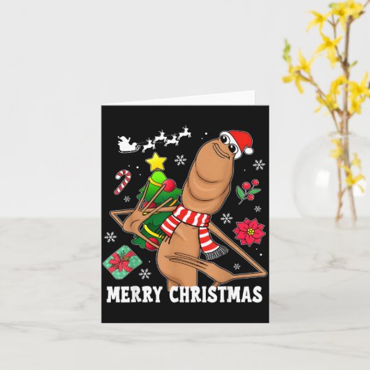 Merry Christmas Marcus The Worm Funny Unhinged Mem Kaart (Gele Bloem)