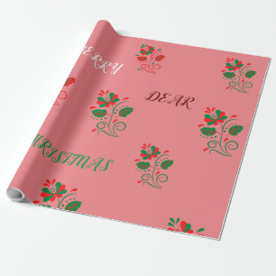 Merry Christmas Matte Pink Cadeaupapier