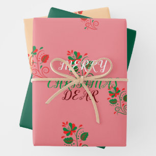 Merry Christmas Matte Pink Inpakpapier Vel