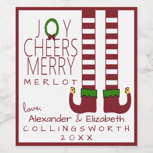 Merry Christmas Merlot wijnlabel personaliseren Wijn Etiket (Enkel label)