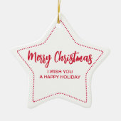 Merry Christmas Message Star  Keramisch Ornament (Voorkant)