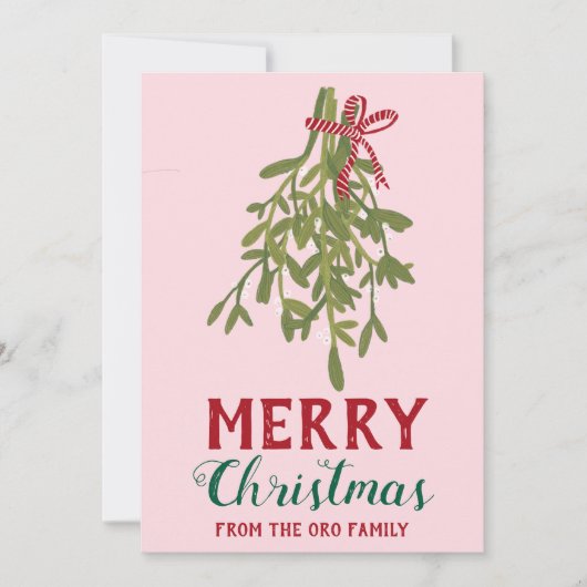 MERRY CHRISTMAS Mistletoe Botanical Handmade Custo Kaart (Voorkant)