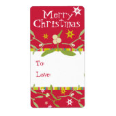 Merry Christmas mistletoe cadeau label rood (to/lo (Voorkant)