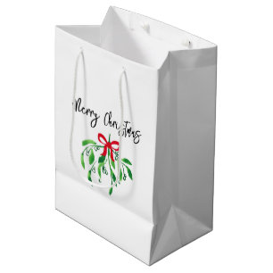 MERRY CHRISTMAS Mistletoe Kiss Feestelijke Vakanti Medium Cadeauzakje