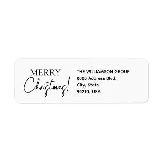 Merry Christmas Modern Company Name Custom Etiket (Voorkant)