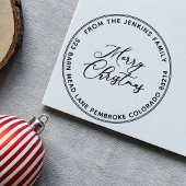 MERRY CHRISTMAS Modern Script Naam Retouradres Rubberstempel