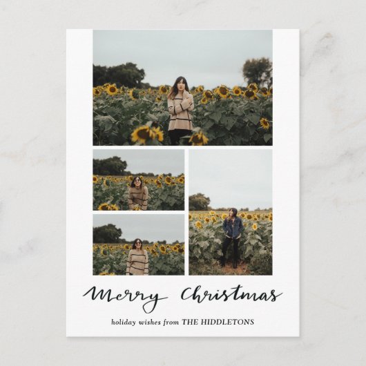 Merry Christmas | Modern Script Photo Holiday Feestdagenkaart (Voorkant)