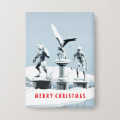 Merry Christmas. Monster ice sculptures Button (Voorkant)