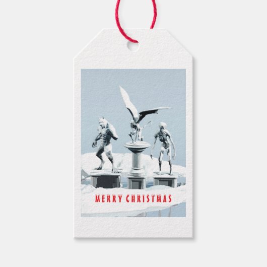 Merry Christmas. Monster ice sculptures Cadeaulabel (Voorkant)