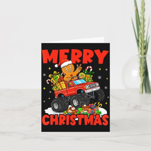 Merry Christmas Monster Truck Funny Gingerbread Me Kaart (Voorkant)