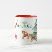 Merry Christmas Mug – Santa & Flying Reindeer Mok (Midden)