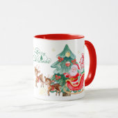 Merry Christmas Mug – Santa & Flying Reindeer Mok (Voorkant rechts)