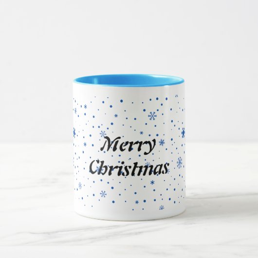Merry Christmas mug with blue snowflakes (Centre)