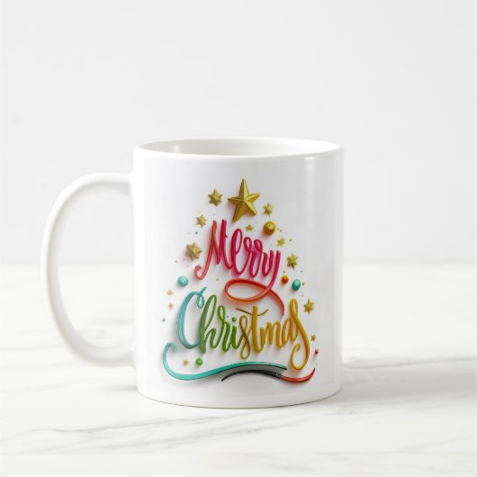 Merry Christmas Multi Coloured  Mug (Gauche)