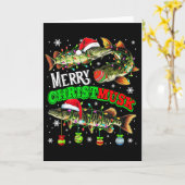 Merry Christmas Musky Three Santa Muskies Fisher F Kaart (Gele Bloem)