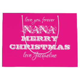 Merry Christmas Nana Classic Script Chic Pink Groot Cadeauzakje