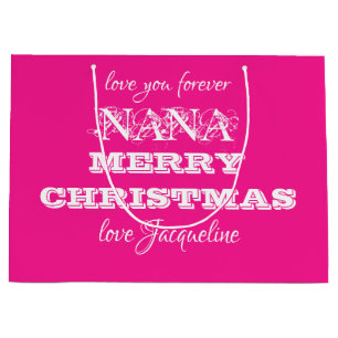 Merry Christmas Nana Classic Script Chic Pink Groot Cadeauzakje