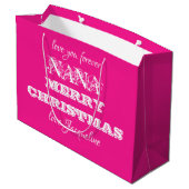 Merry Christmas Nana Classic Script Chic Pink Groot Cadeauzakje (Achterkant Gekanteld)