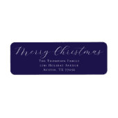 Merry Christmas Navy Blue Return Address Label (Voorkant)