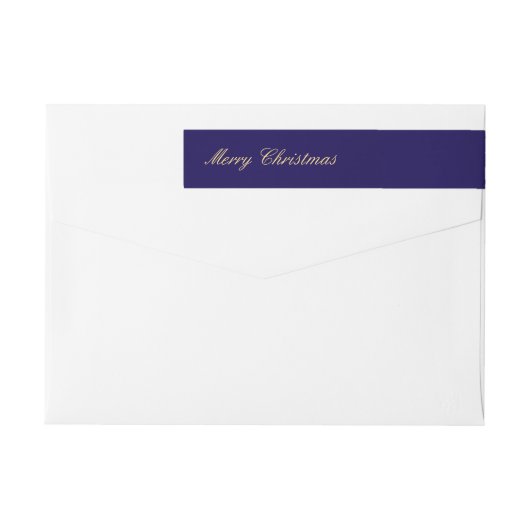 Merry Christmas Navy Blue Wrap-Around Label (Achterkant)