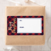 Merry Christmas Navy & Red Plaid Sticker Gift Labe (Insitu)