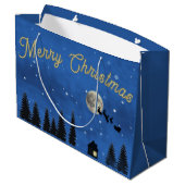 Merry Christmas Night Sky Gift Bag Groot Cadeauzakje (Achterkant Gekanteld)