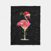 Merry Christmas Nk Flamingo Wine Drinking Lights X Fleece Deken (Voorkant)