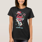Merry Christmas Nk Flamingo Wine Drinking Lights X T-shirt (Voorkant)