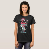 Merry Christmas Nk Flamingo Wine Drinking Lights X T-shirt (Voorkant volledig)