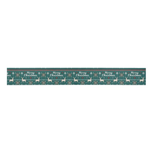 Merry Christmas nordic pattern Grosgrain Lint (Voorkant)