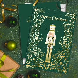 Merry Christmas Nutcracker Gold Foil Holiday Card Folie Feestdagenkaart