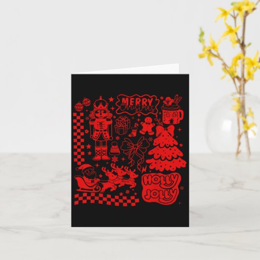 Merry Christmas Nutcracker Santa Clause Gingerbrea Kaart (Gele Bloem)