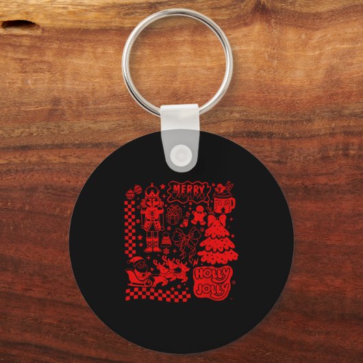 Merry Christmas Nutcracker Santa Clause Gingerbrea Sleutelhanger (Voorkant)