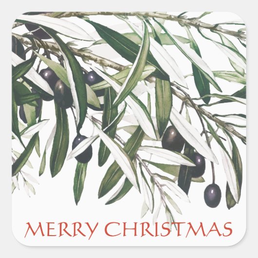 MERRY CHRISTMAS OLIVE BRANCH ENVELOPE SEAL STICKER (Devant)