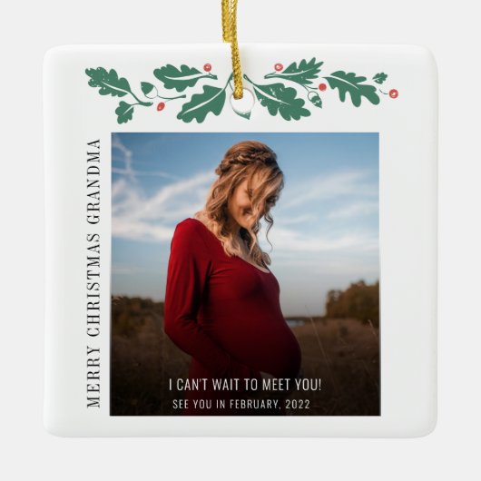 Merry Christmas Oma Baby aangekondigd Keramisch Ornament (Voorkant)